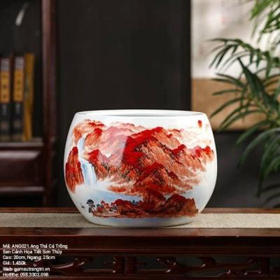 ANG THẢ CÁ THẢ HOA TRỒNG SEN CẢNH HỌA TIẾT SƠN THỦY